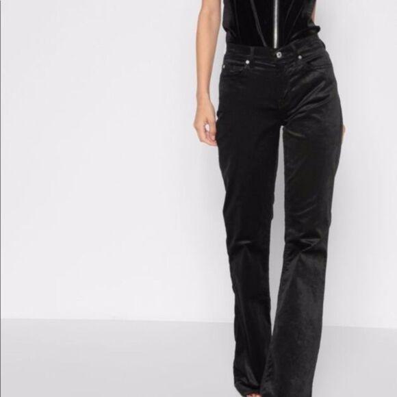 7 for all Mankind Black Velvet Pants NWT - Picture 1 of 6